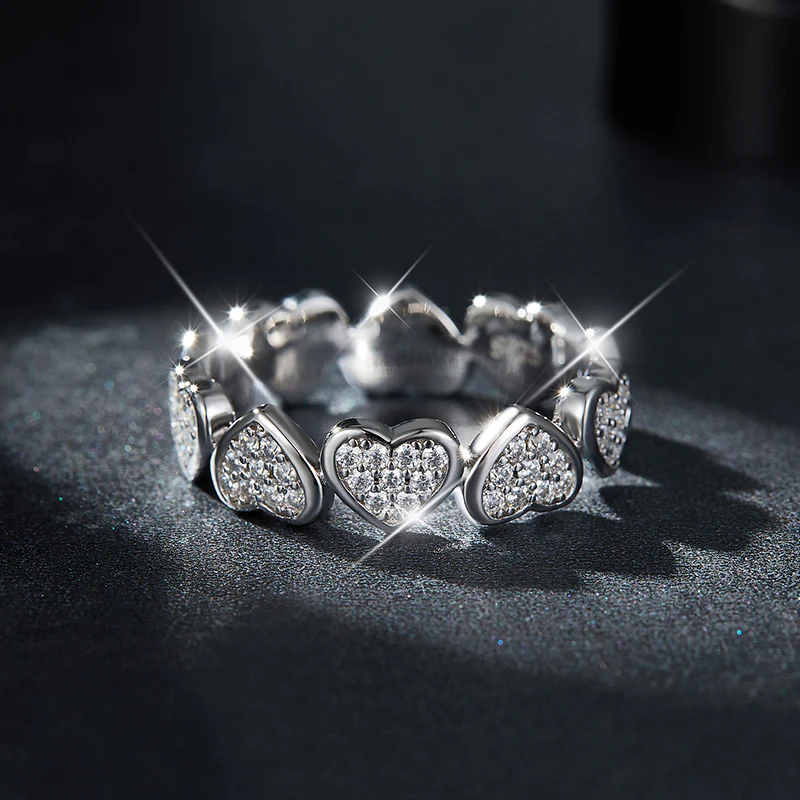 IE00258 MOISSANITE DIAMOND HEART INFINITY RING IN STERLING SILVER - Image 4
