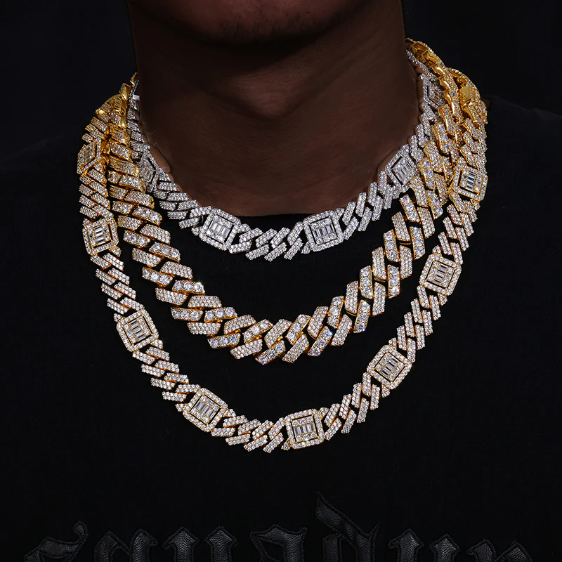 IE0038 MOISSANITE MIAMI CUBAN LINK CHAIN NECKLACE/BRACELET IN STERLING SILVER - Image 2