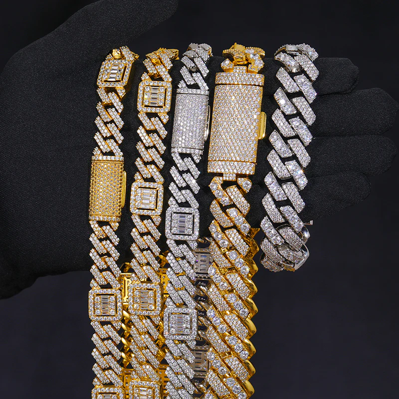 IE0038 MOISSANITE MIAMI CUBAN LINK CHAIN NECKLACE/BRACELET IN STERLING SILVER - Image 3