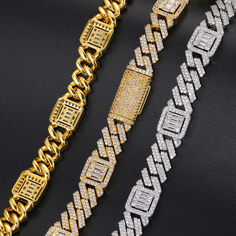 IE0038 MOISSANITE MIAMI CUBAN LINK CHAIN NECKLACE/BRACELET IN STERLING SILVER - Image 4