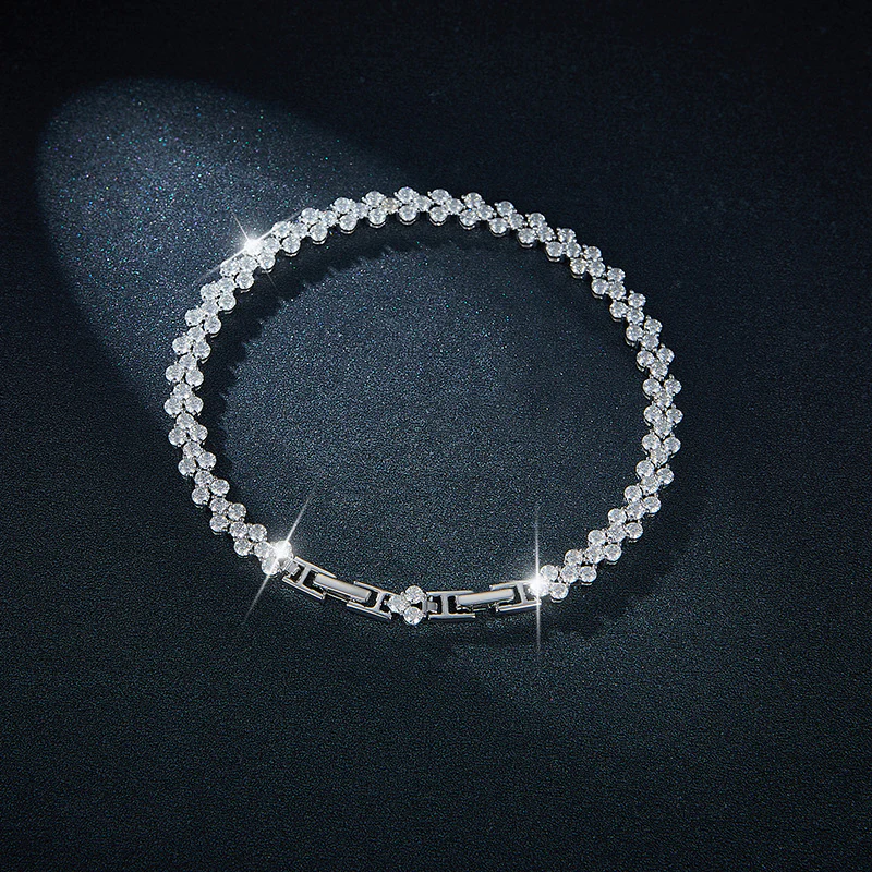 IE0043 2.5MM 6.8CT MOISSANITE CLOVER BRACELET IN STERLING SILVER - Image 5