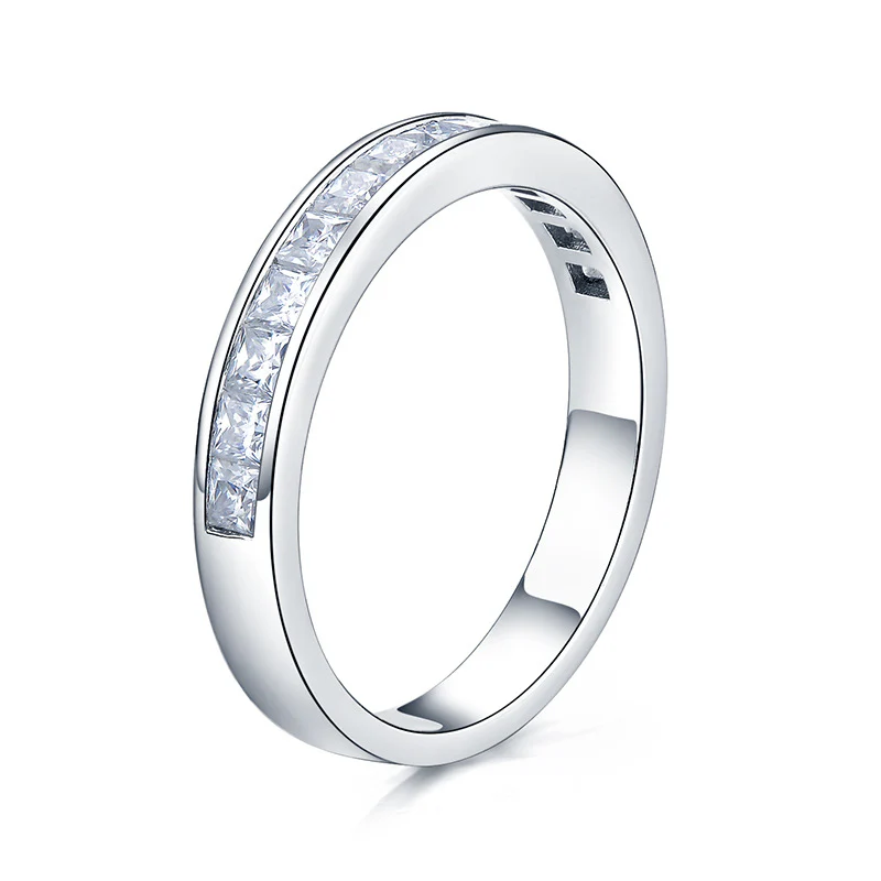 IE0049 PRINCESS CUT MOISSANITE DIAMOND BAND RING IN STERLING SILVER - Image 2