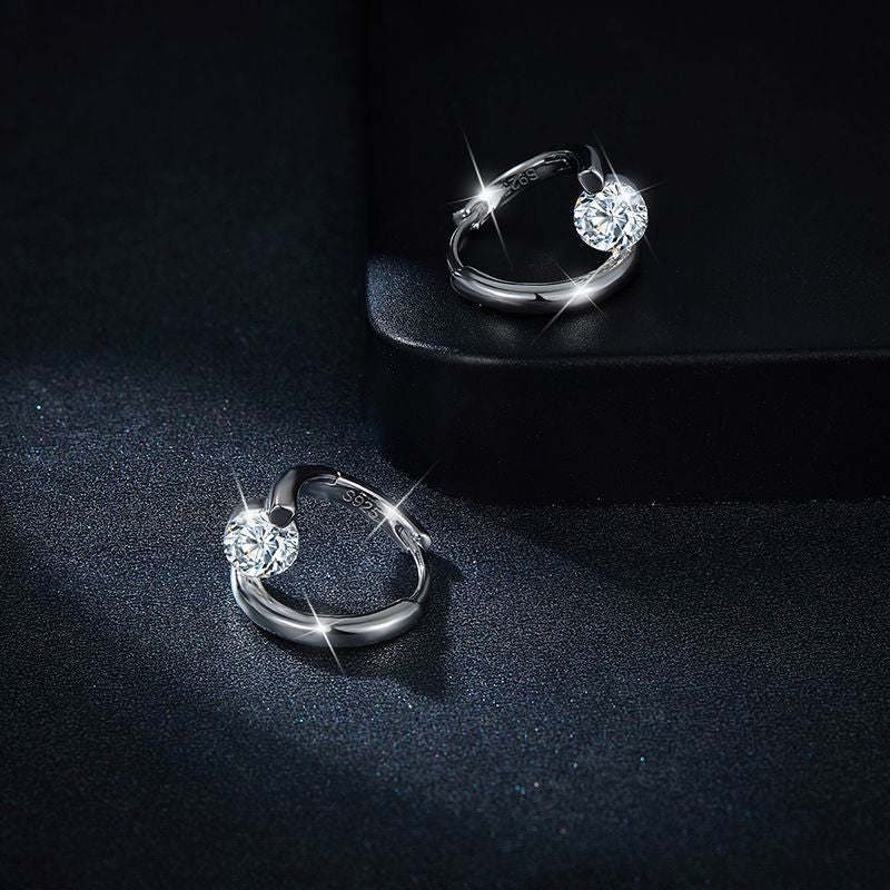 IE0055 0.5CT MOISSANITE DIAMOND HOOP EARRING IN STERLING SILVER - Image 2