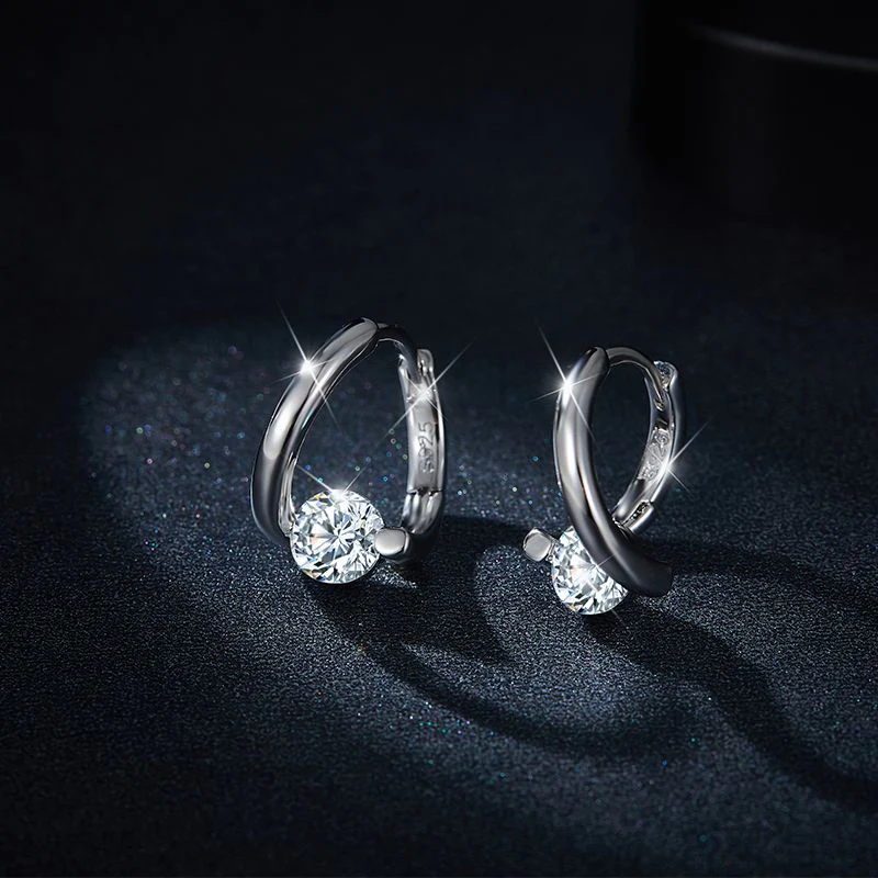 IE0055 0.5CT MOISSANITE DIAMOND HOOP EARRING IN STERLING SILVER - Image 3
