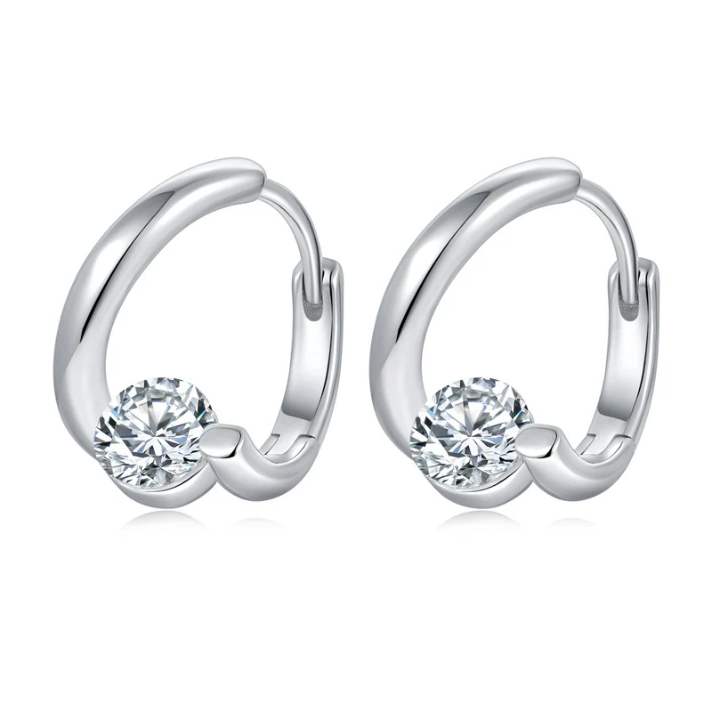 IE0055 0.5CT MOISSANITE DIAMOND HOOP EARRING IN STERLING SILVER - Image 4
