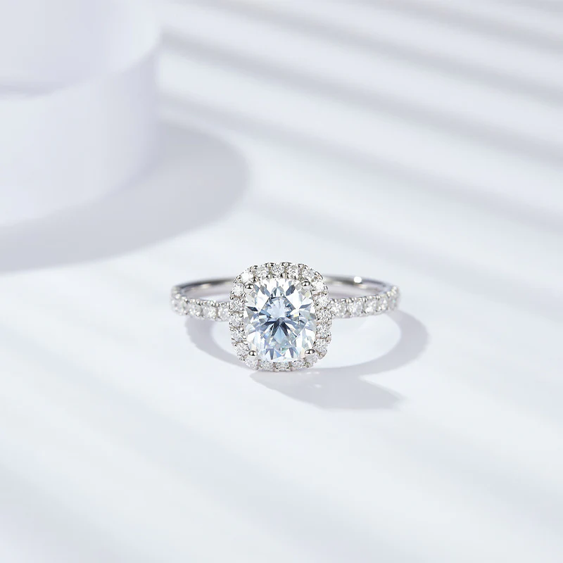 IE0056 CUSHION CUT MOISSANITE DIAMOND RING IN STERLING SILVER - Image 4