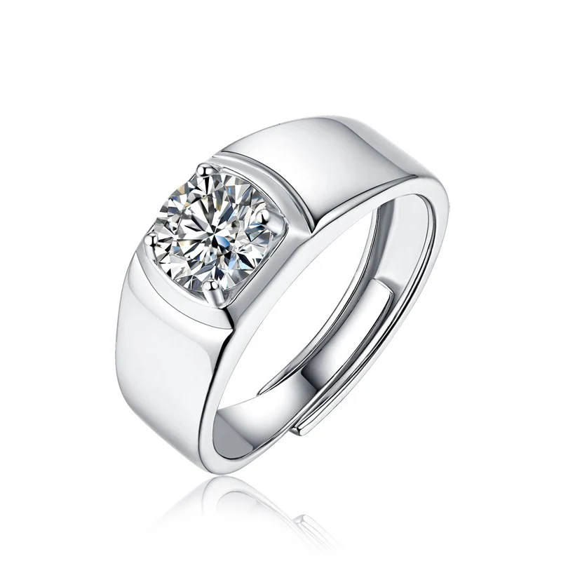 IE0058 3CT ROUND CUT MOISSANITE DIAMOND SIGNET RING IN STERLING SILVER - Image 2