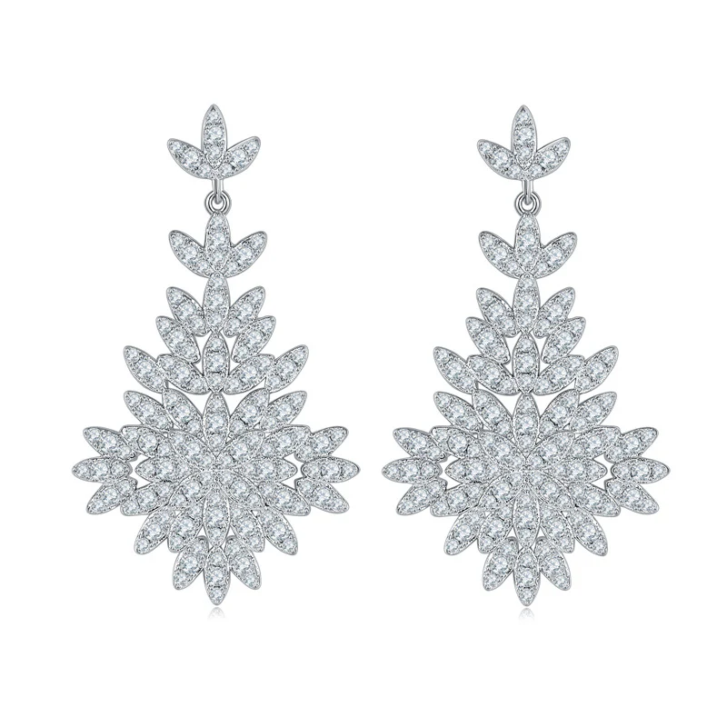 IE0058 MOISSANITE DIAMOND JHUMKA DROP EARRINGS IN STERLING SILVER