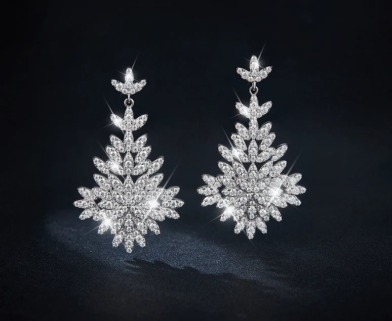 IE0058 MOISSANITE DIAMOND JHUMKA DROP EARRINGS IN STERLING SILVER - Image 2