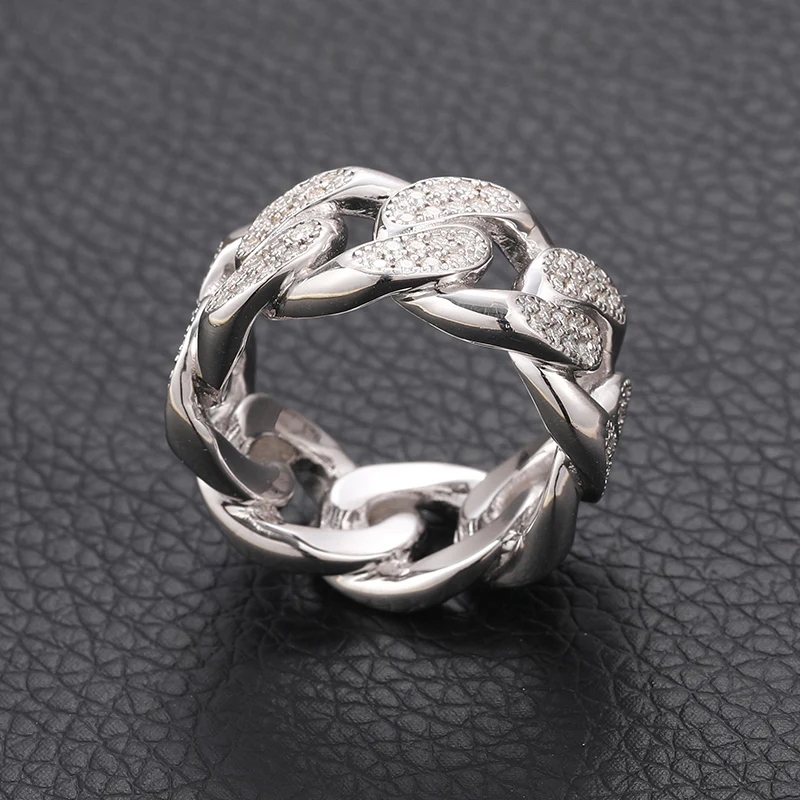 IE0064 MOISSANITE DIAMOND TWISTED CUBAN RING IN STERLING SILVER - Image 3