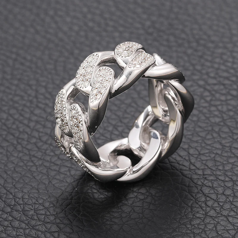 IE0064 MOISSANITE DIAMOND TWISTED CUBAN RING IN STERLING SILVER - Image 4