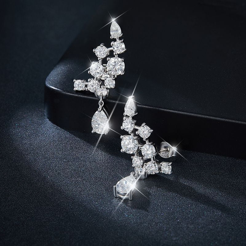IE0068 PEAR CUT 1CARAT MOISSANITE DANGLE DROP EARRINGS IN STERLING SILVER - Image 3