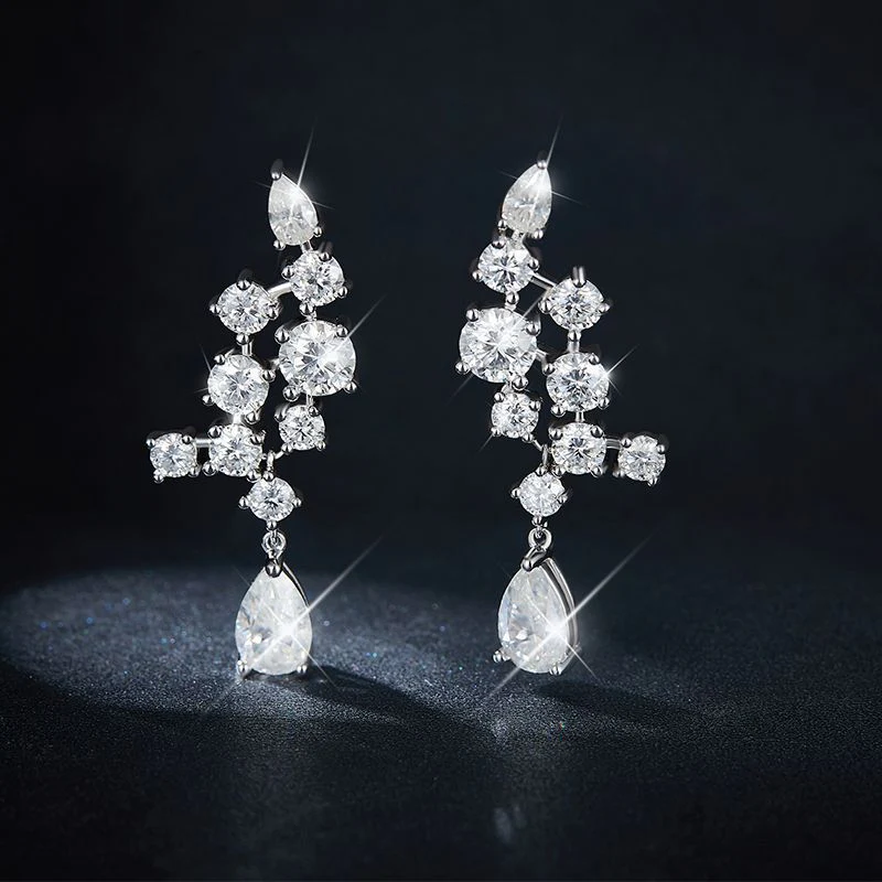 IE0068 PEAR CUT 1CARAT MOISSANITE DANGLE DROP EARRINGS IN STERLING SILVER - Image 5