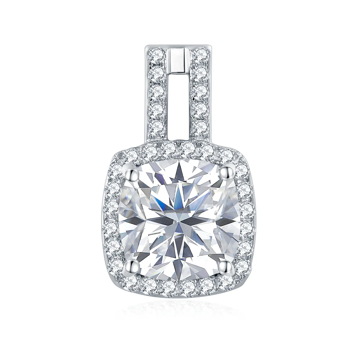 IE0076 4.15CT CUSHION STUD MOISSANITE EARRINGS IN STERLING SILVER - Image 4