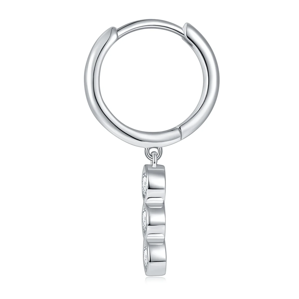 IE0080 MOISSANITE 3MM 4MM TASSEL HOOP EARRINGS IN STERLING SILVER - Image 5