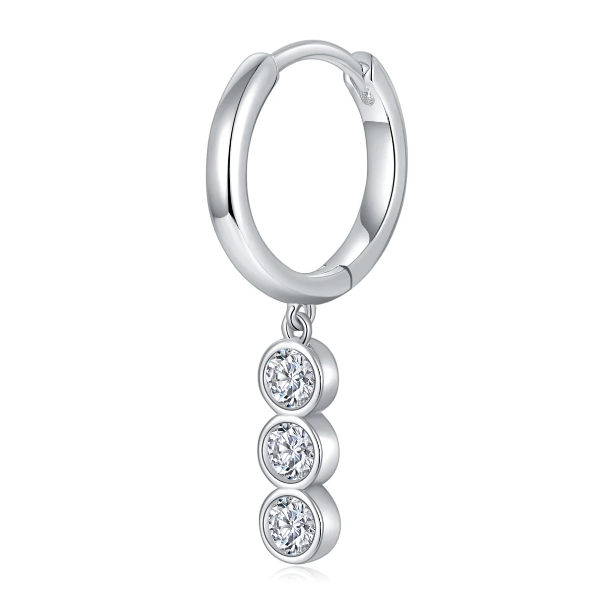 IE0080 MOISSANITE 3MM 4MM TASSEL HOOP EARRINGS IN STERLING SILVER - Image 6