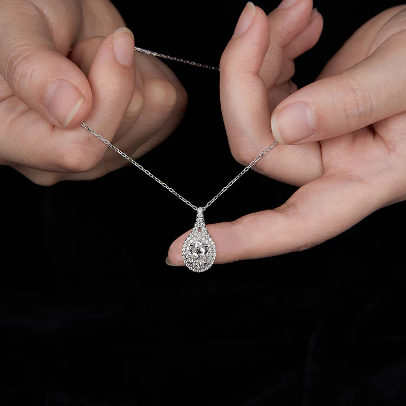 IE0097 2CT ROUND CUT MOISSANITE PENDANT NECKLACE IN STERLING SILVER - Image 5