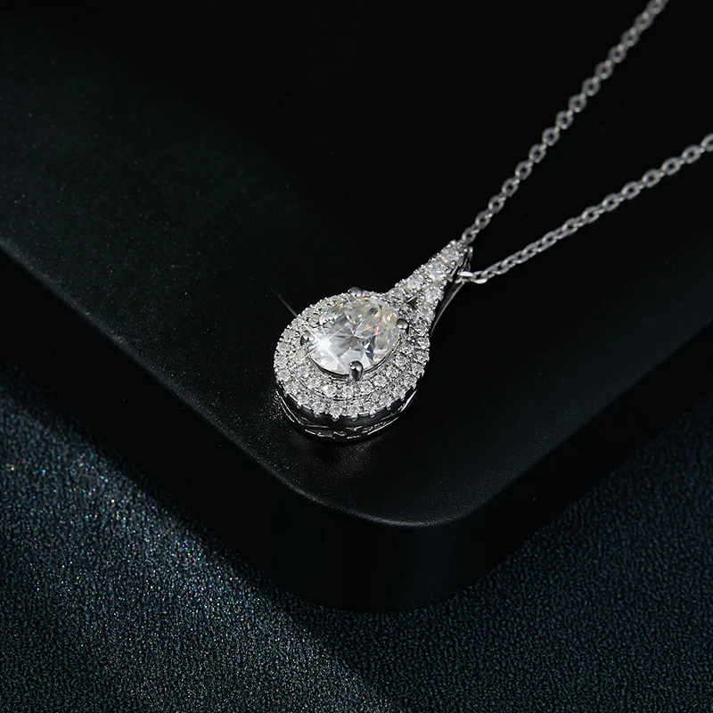 IE0097 2CT ROUND CUT MOISSANITE PENDANT NECKLACE IN STERLING SILVER - Image 6