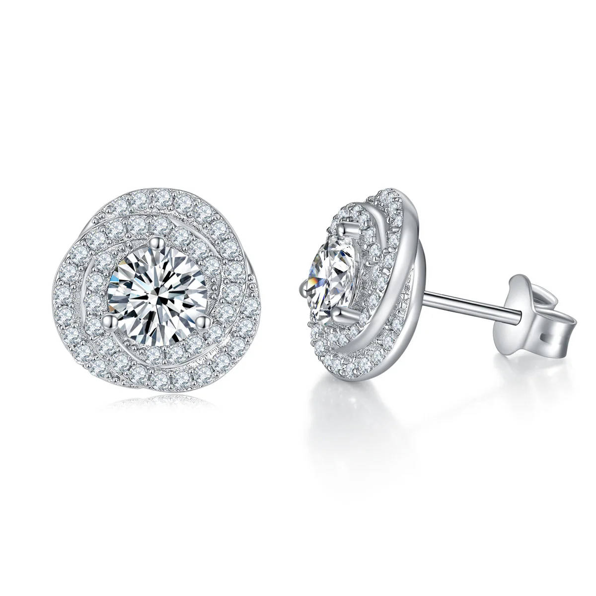 IE0099 0.5CT ENCASED MOISSANITE STUD EARRINGS IN STERLING SILVER - Image 2