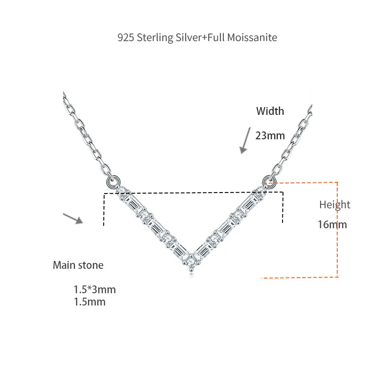 IE0106 MINIMALIST MOISSANITE NECKLACE IN STERLING SILVER - Image 6