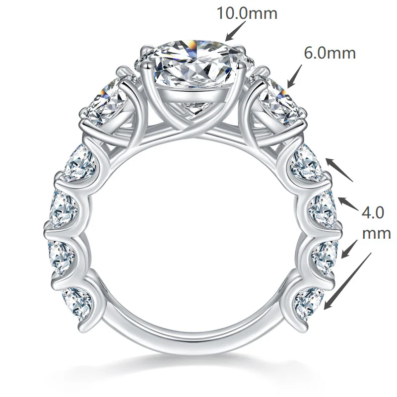 IE0124 ROUND CUT MOISSANITE ENGANGEMENT RING IN STERLING SILVER - Image 6