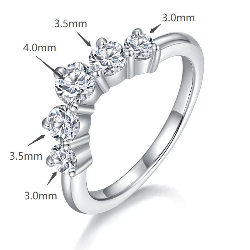 IE0125 STACK ROUND MOISSANITE DIAMOND RING IN STERLING SILVER - Image 6