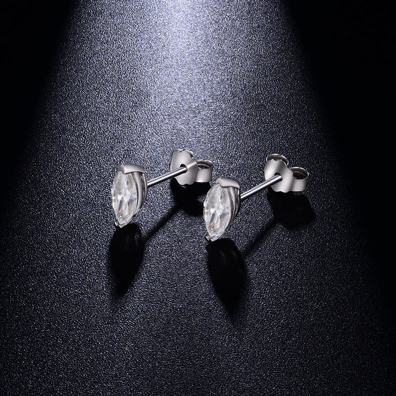 IE0142 MARQUISE CUT MOISSANITE STUD EARRINGS IN STERLING SILVER - Image 5