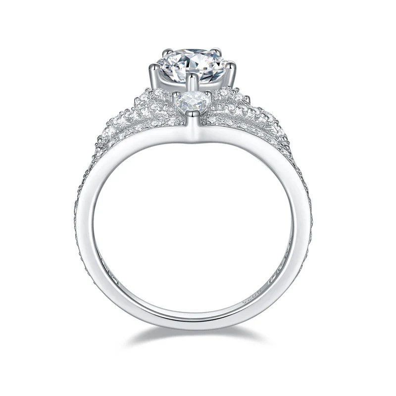 IE0146 1CT CROWN ROUND CUT MOISSANITE RING IN STERLING SILVER - Image 5