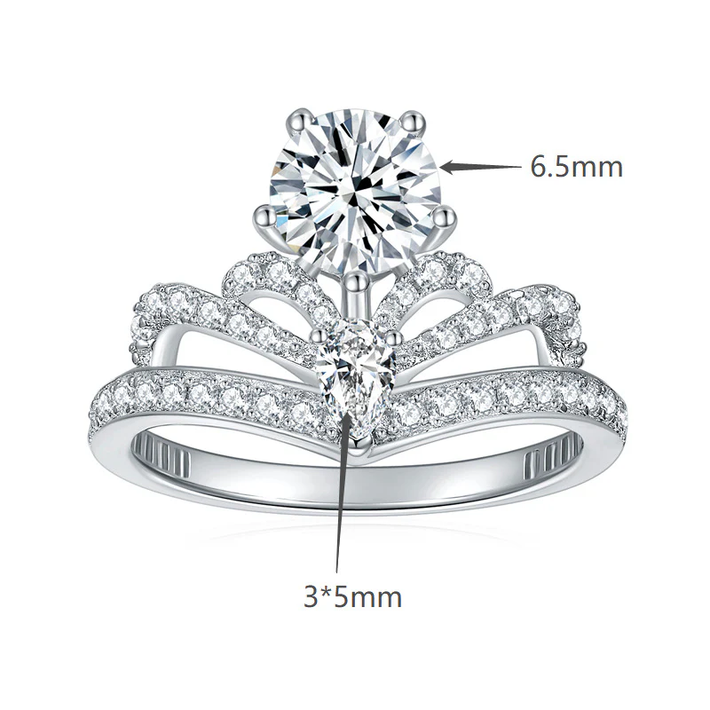 IE0146 1CT CROWN ROUND CUT MOISSANITE RING IN STERLING SILVER - Image 6