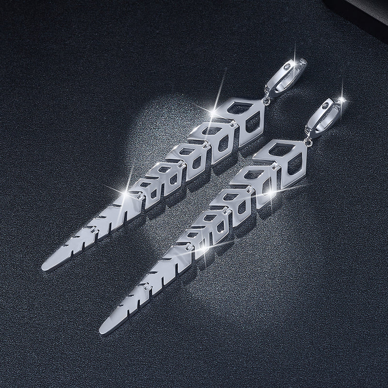 IE0154 MOISSANITE DIAMOND LONG TASSEL DROP EARRINGS IN STERLING SILVER - Image 5