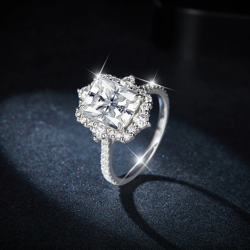 IE0157 RADIANT CUT MOISSANITE ENGANGEMENT RING IN STERLING SILVER - Image 5
