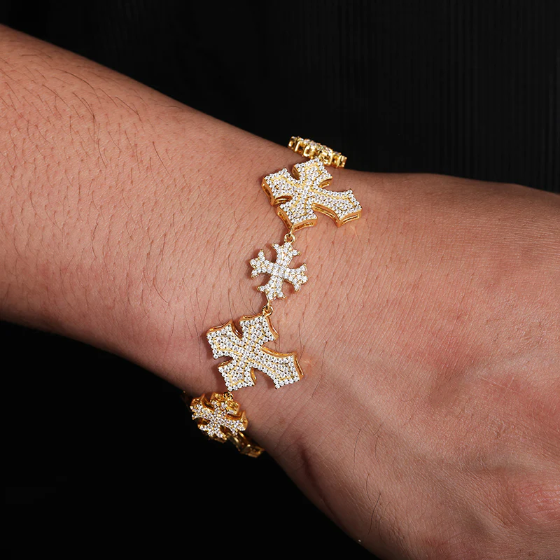 IE0173 MOISSANITE CROSS BRACELET IN STERLING SILVER - Image 2
