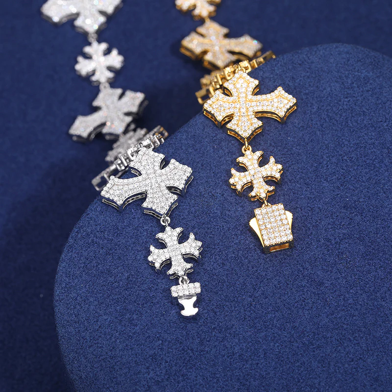 IE0173 MOISSANITE CROSS BRACELET IN STERLING SILVER - Image 3