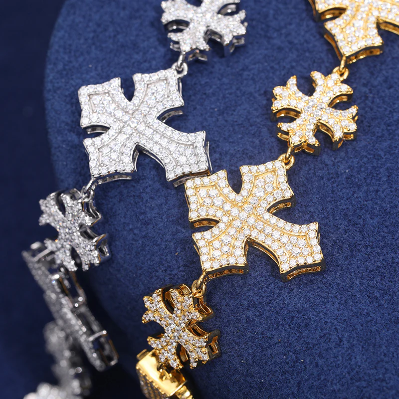 IE0173 MOISSANITE CROSS BRACELET IN STERLING SILVER - Image 4