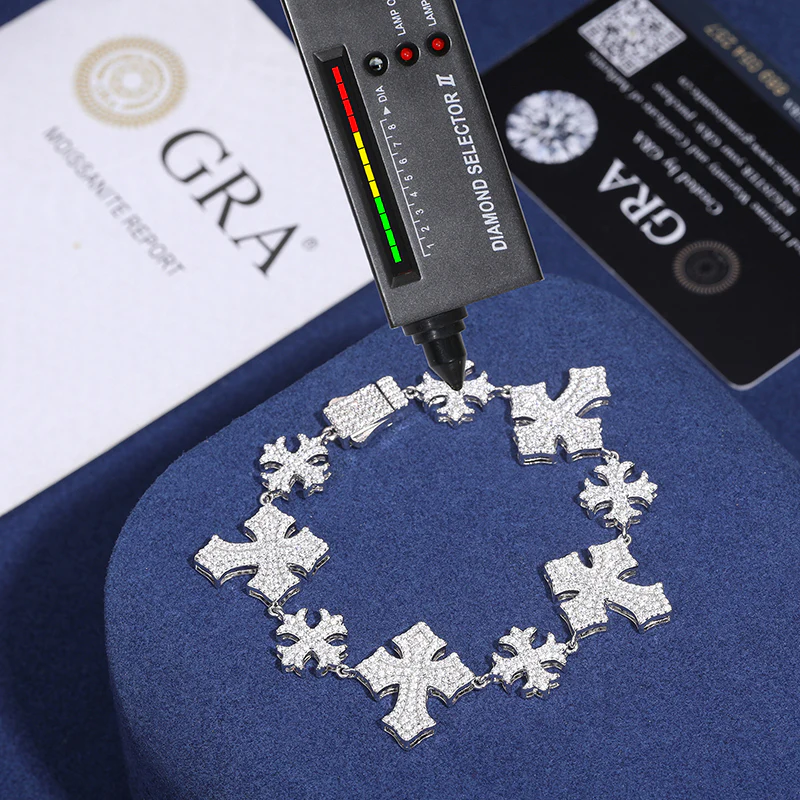 IE0173 MOISSANITE CROSS BRACELET IN STERLING SILVER - Image 5