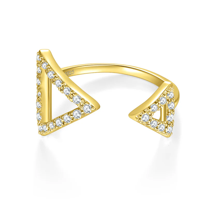 IE0184 TRIANGLE MOISSANITE ADJUSTABLE RING IN STERLING SILVER - Image 5