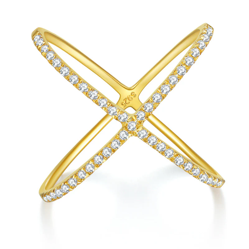 IE0186 CRISS CROSS MOISSANITE DIAMOND RING IN STERLING SILVER - Image 2