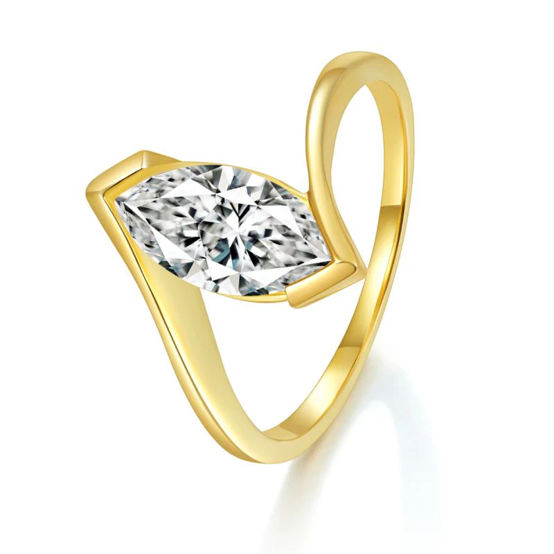 IE0195 1CT MARQUISE MOISSANITE DIAMOND RING IN STERLING SILVER - Image 4
