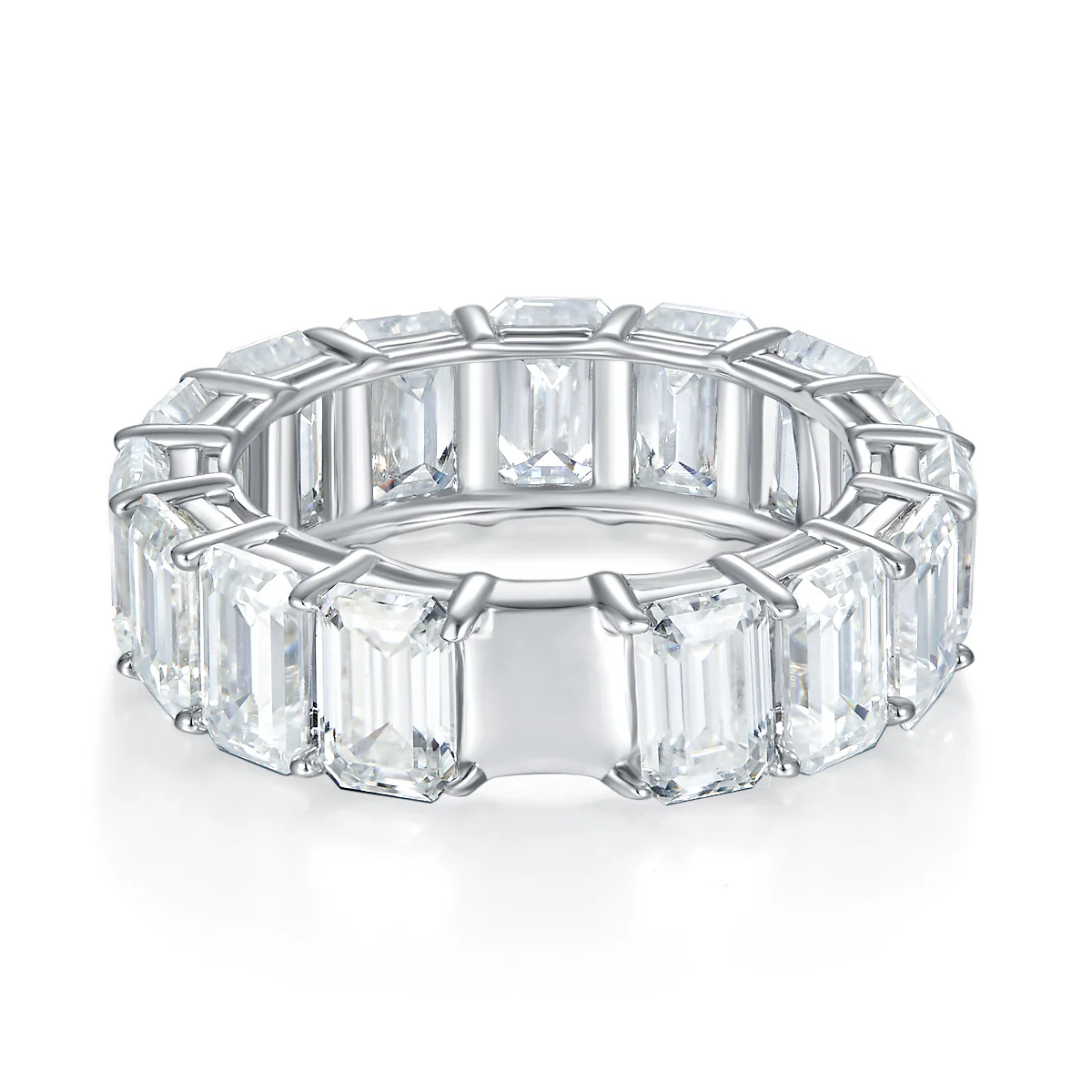 IE0199 12CT EMERALD CUT BAGUETTE MOISSANITE DIAMOND RING IN STERLING SILVER - Image 5