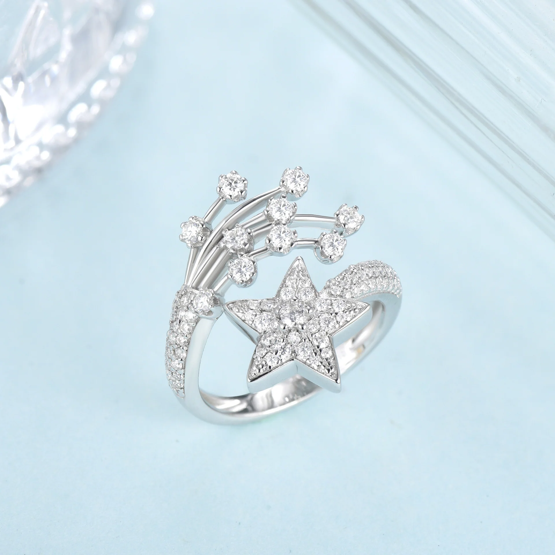 IE0228 STAR MOISSANITE DIAMOND RING IN STERLING SILVER - Image 2