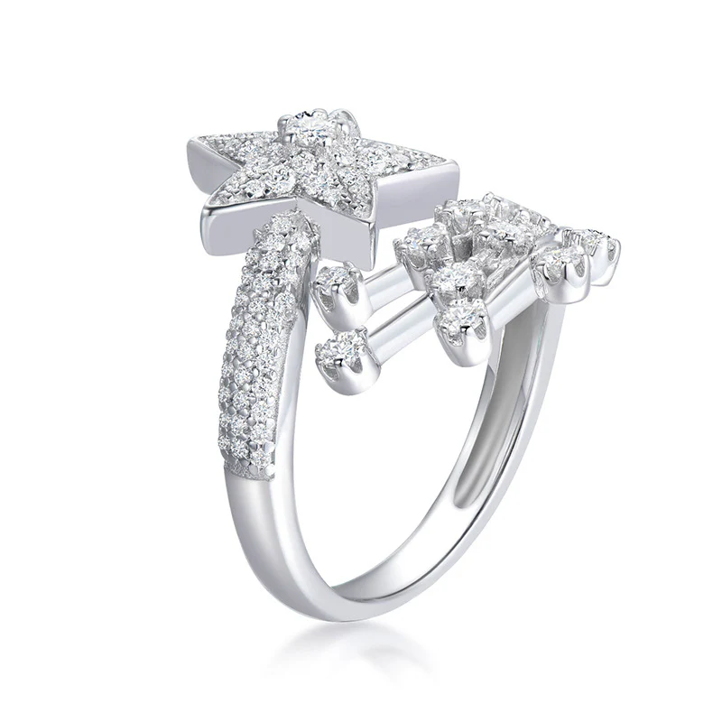 IE0228 STAR MOISSANITE DIAMOND RING IN STERLING SILVER - Image 5