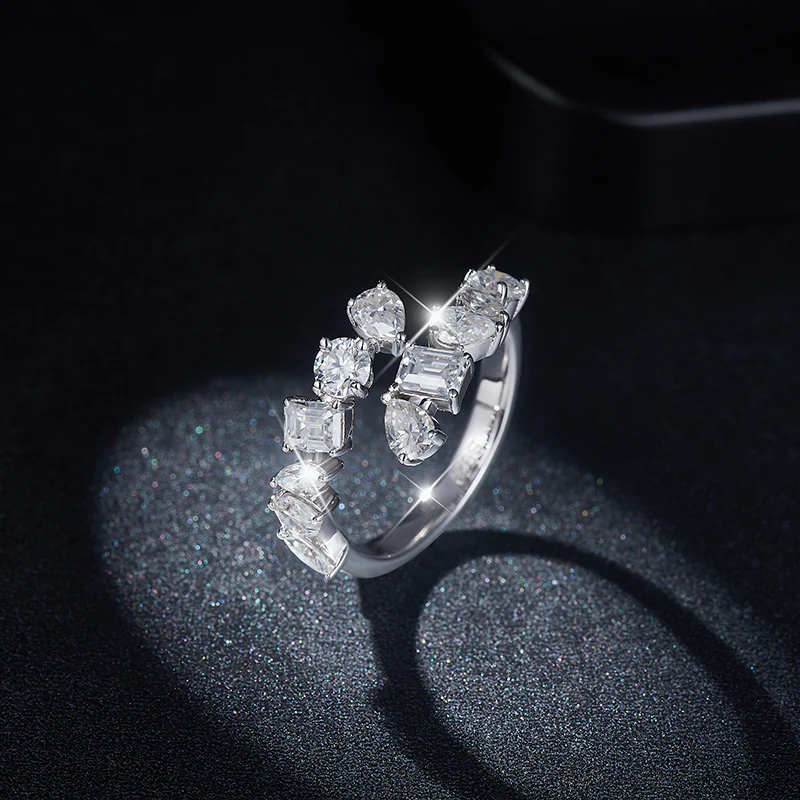 IE0262 MOISSANITE DIAMOND COILED DAINTY RING IN STERLING SILVER - Image 3