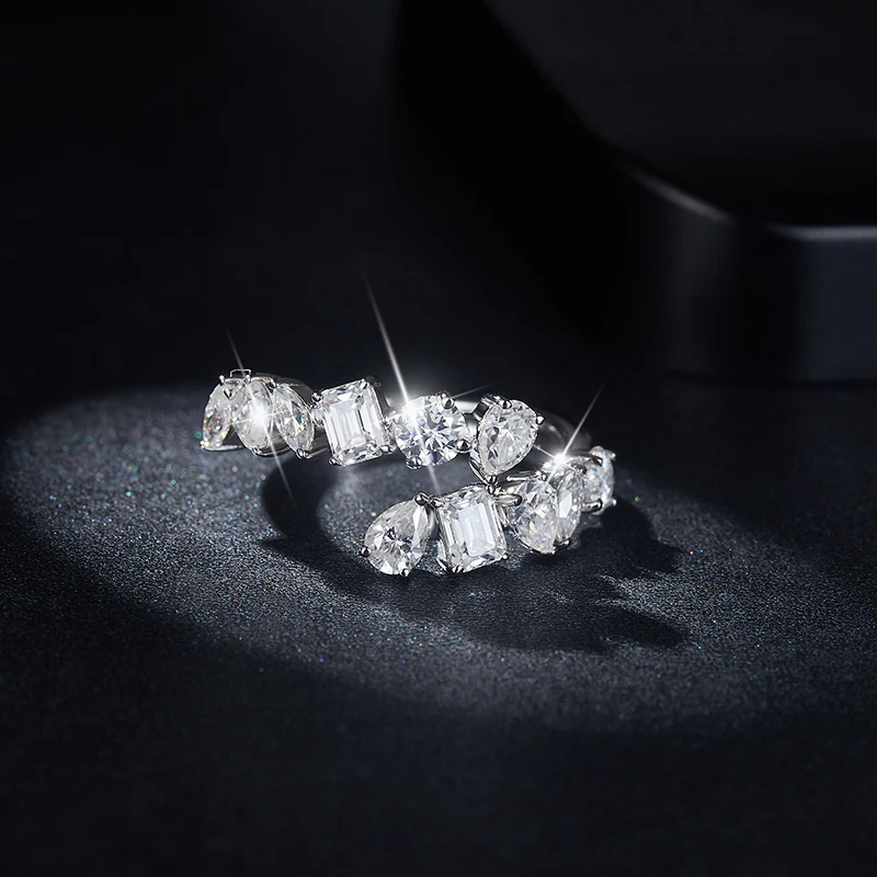 IE0262 MOISSANITE DIAMOND COILED DAINTY RING IN STERLING SILVER - Image 5
