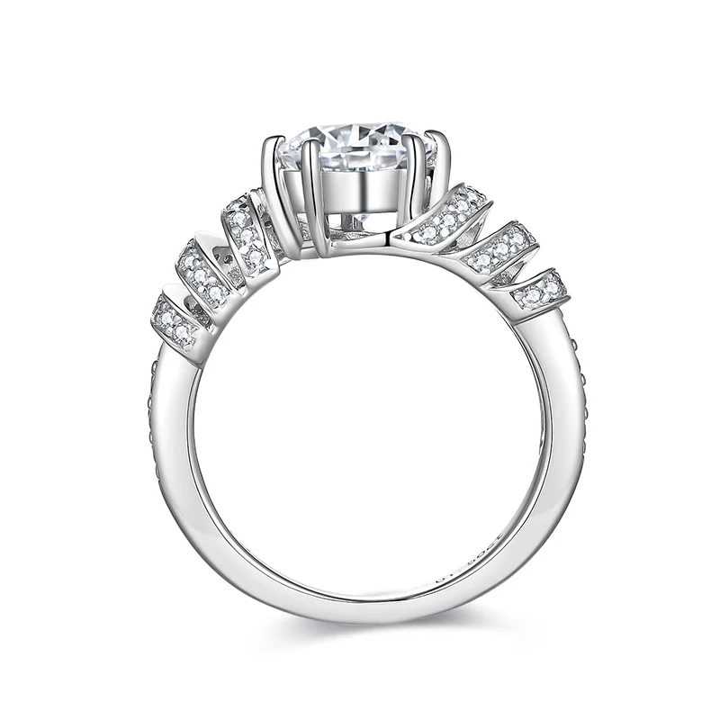 IE0280 ROUND CUT MOISSANITE DIAMOND CHUNKY RING STERLING SILVER - Image 6