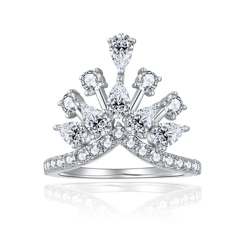 IE0281 CROWN WATER DROP MOISSANITE DIAMOND IN STERLING SILVER - Image 3