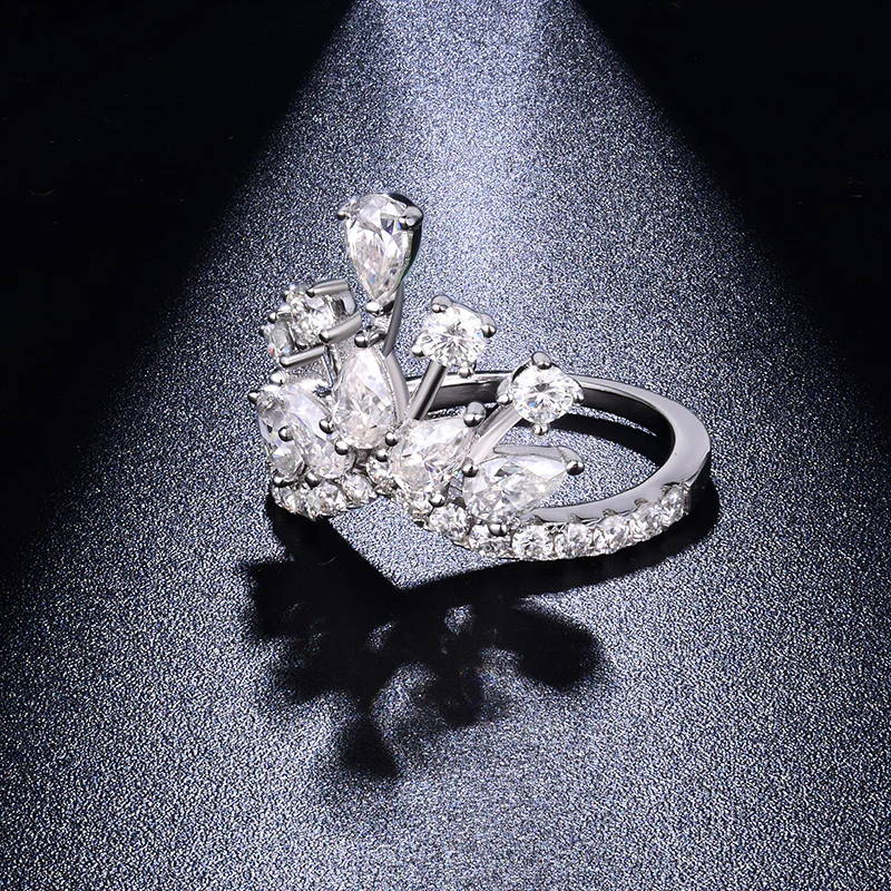 IE0281 CROWN WATER DROP MOISSANITE DIAMOND IN STERLING SILVER - Image 5