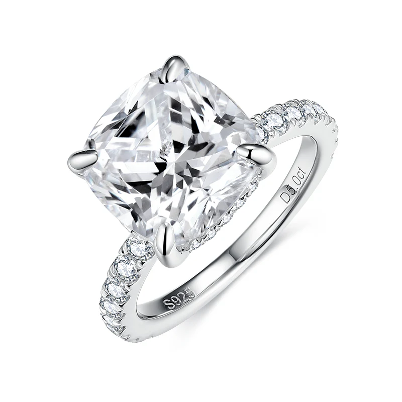 IE0311 CUSHION CUT MOISSANITE ENGAGEMENT RING IN STERLING SILVER - Image 3