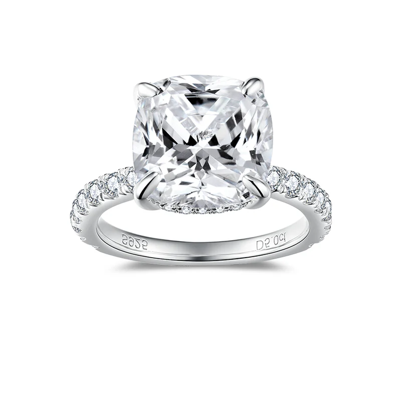 IE0311 CUSHION CUT MOISSANITE ENGAGEMENT RING IN STERLING SILVER - Image 4