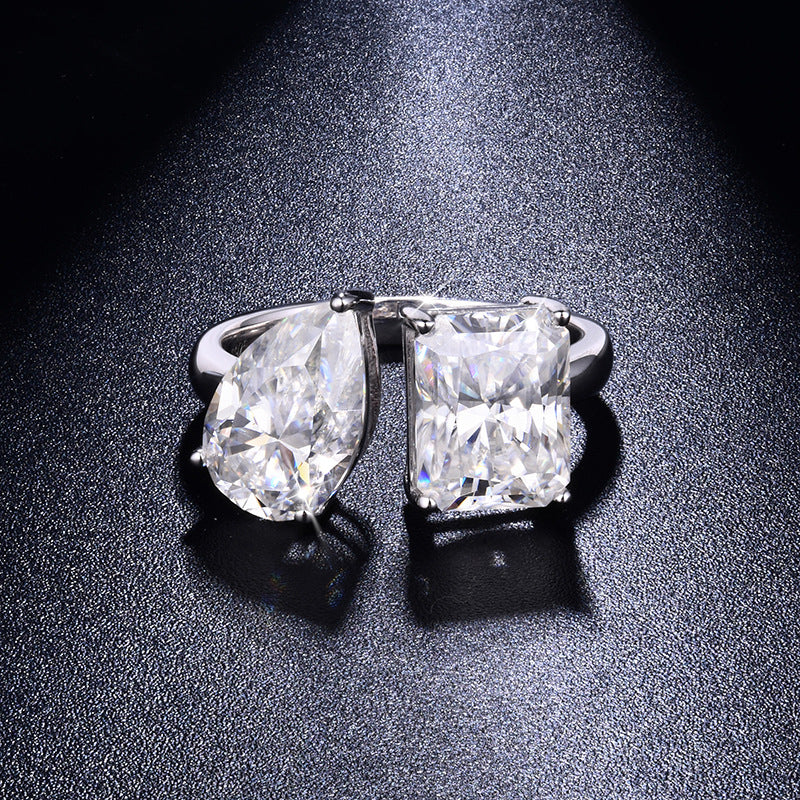 IE0317 TOI ET MOI MOISSANITE DIAMOND RING IN STERLING SILVER - Image 3