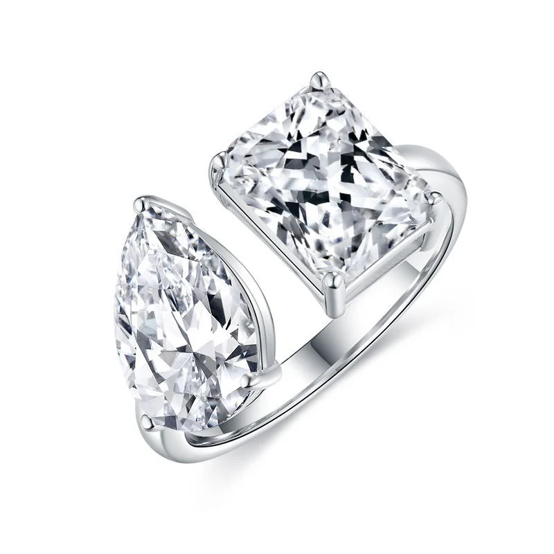 IE0317 TOI ET MOI MOISSANITE DIAMOND RING IN STERLING SILVER - Image 4